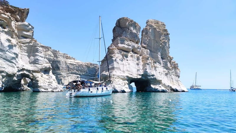 Adamantas: Kleftiko Sailing Cruise with Meal and Swim Stops - Swimming inside Sykia’s open-roof cave
