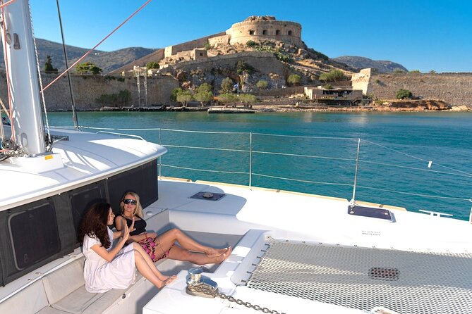 Ag. Nikolaos Catamaran to Spinalonga - Gourmet Meal & Water Toys - Leaving Agios Nikolaos for Mirabello Bay
