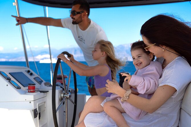 Ag.Nikolaos: Catamaran Trip with Sushi, Drinks, & Water Toys - Barbarossa Cave and the first hour at sea