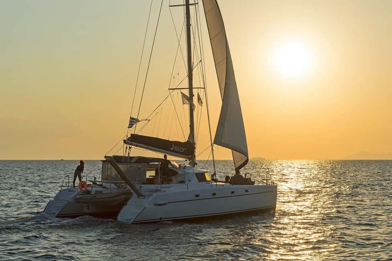 Athens: Half-Day Sunset Catamaran Cruise with Meal & Drinks - Lunch on a Catamaran Galley