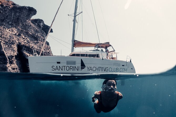 Beautiful Day Catamaran Caldera Cruise incl. Meal & Drinks - Setting off from Ammoudi Bay