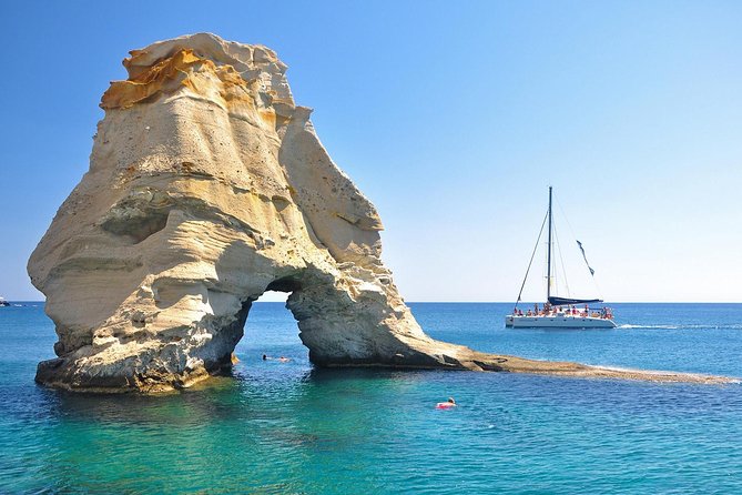 Catamaran Full Day Cruise: Poliegos - Kleftiko - Poliegos and the blue water of Galazia Nera
