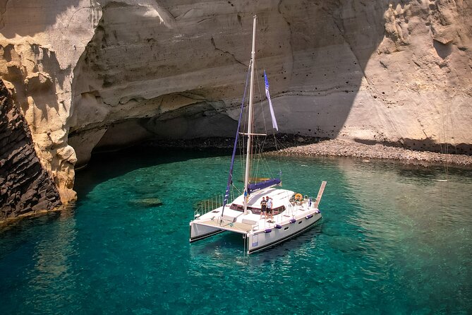 Catamaran Full-Day of Milos and Poliegos With Lunch & BBQ - Kleftiko, the day’s signature scenery