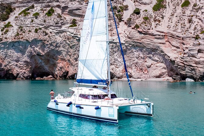 Catamaran Full-Day of Milos and Poliegos With Lunch & BBQ - Theiorychia and Milos’s sulfur industry