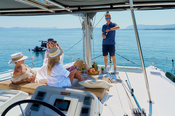 Chania Old Port All-inclusive Catamaran Cruise to Agioi Theodori - A modern catamaran with room to spread out