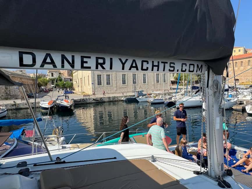 Chania Old Port: All-inclusive Catamaran Trip Agioi Theodori - Four hours around a protected island
