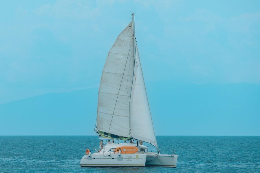 Corfu: Half Day Private Cruise on Lagoon Catamaran - Leaving Marina Gouvia for the northeast coast
