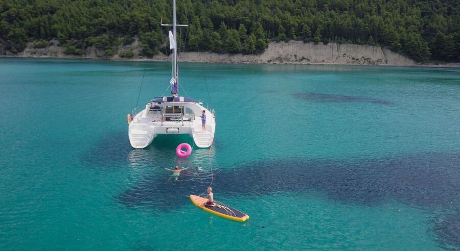 Corfu: Half Day Private Cruise on Lagoon Catamaran - Swimming, snorkeling, and the side nets