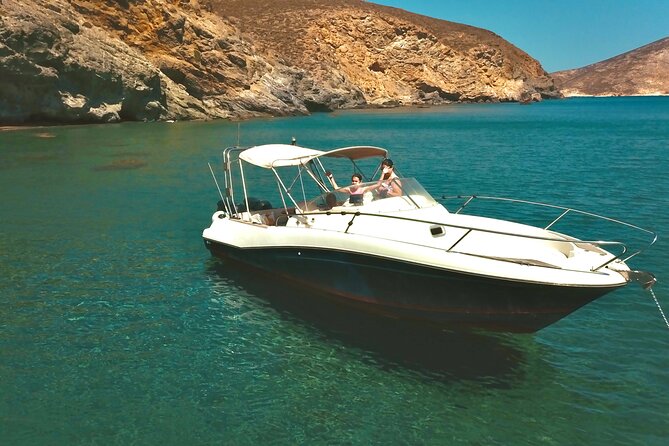 Explore Santorini and its volcanic wonders with Alex Private Boat - Thirassia, clear water, and the route details