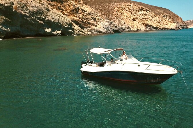Explore Santorini and its volcanic wonders with Alex Private Boat - Nea Kameni and the volcanic side of Santorini