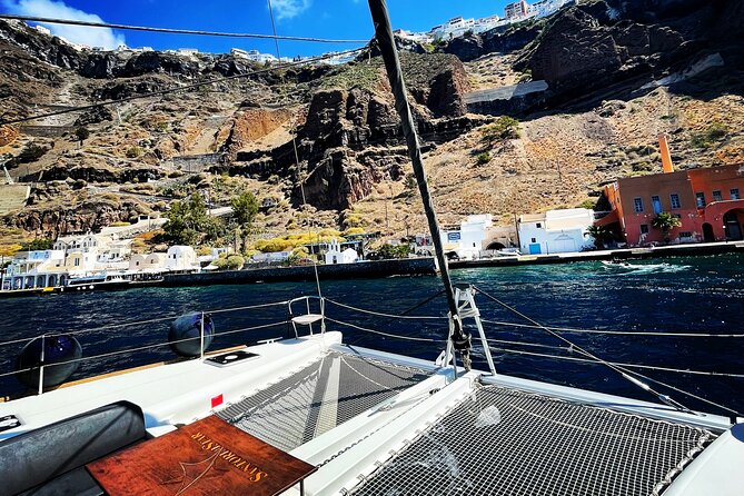 Half Day Premium Catamaran Cruise in Santorini including Oia - Thirassia: the most useful swim stop