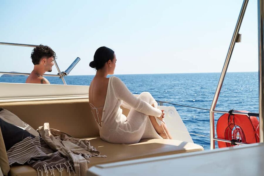 Hersonissos: Dia Catamaran Cruise with Lunch & Drinks - A Mediterranean Lunch Served on the Water