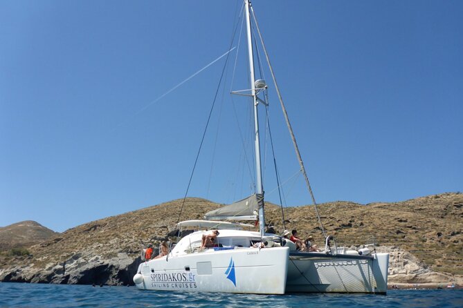 Island Hopping: Santorini Catamaran Charter Cruise with a skipper - Swimming, snorkeling, and the dinghy
