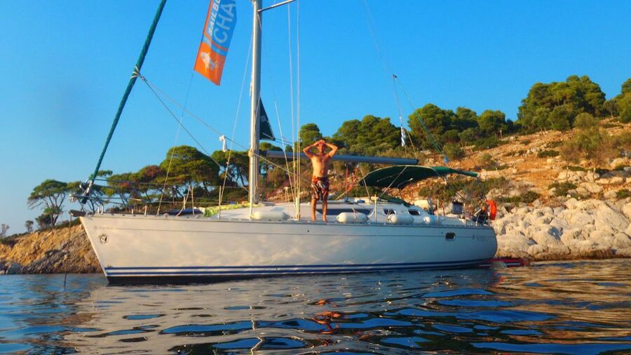 Kassandra: Sunset Sailing Boat Tour of Secluded Coves - Leaving Chrousso Marina for the southeast coast