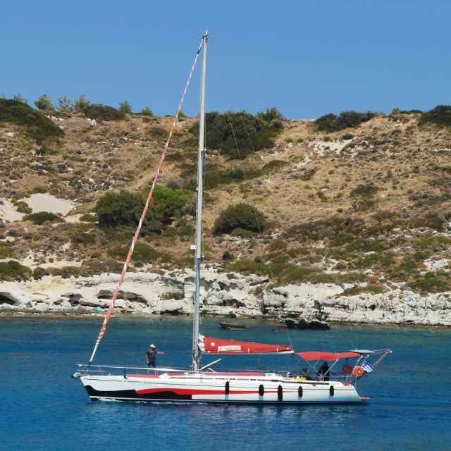 Lindos: Full-Day Private Sailing Cruise - Red Sand Beach, your first swimming stop