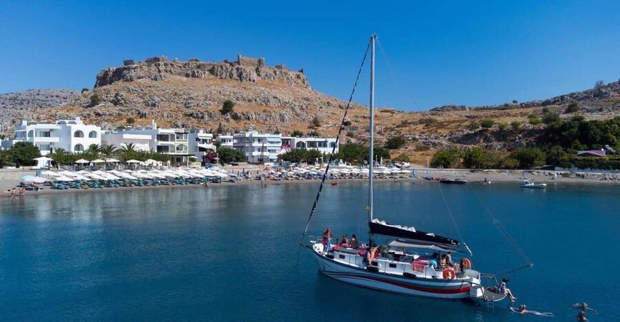 Lindos: Sailboat Cruise with Prosecco and more - Boarding at the Gin Tonic Lindos jetty