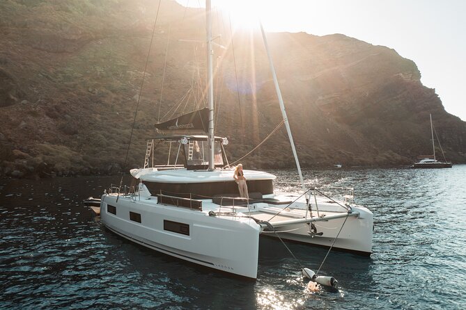 Majestic Catamaran Caldera Cruise with Snacks, Meal & Drinks - Lunch, dinner, and the Greek table