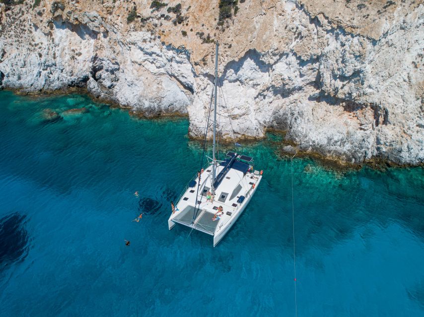 Milos: Full-Day Catamaran Cruise to Poliegos and Kleftiko - Gerakas Beach, Thermal Springs, and Sulphur Mines
