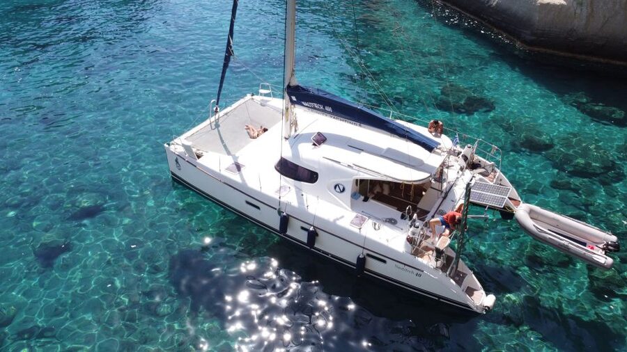 Milos: Full day Milos and Poliegos Catamaran Cruise - What the crew and group size add