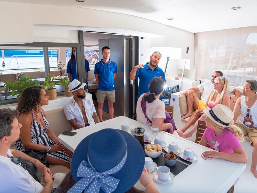 Milos: Kleftiko Sunset Catamaran Cruise with Meal & Drinks - Crew service and group atmosphere