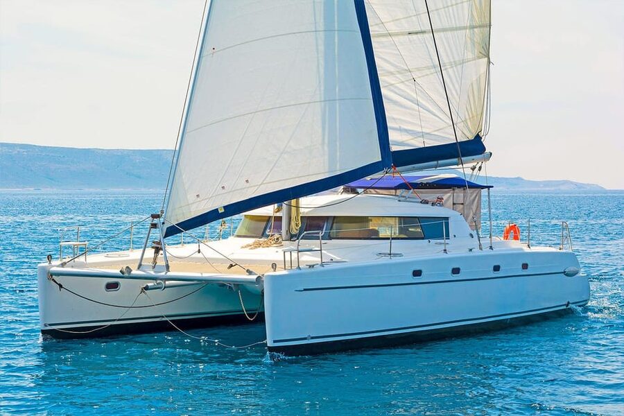 Mykonos Catamaran Delos Rhenia semi private cruise - Setting out from Tourlos Marina at 9:00