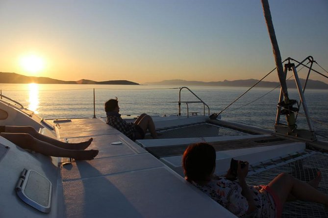 Mykonos Catamaran Private Sunset Cruise, Full Meal & Open-Bar - Sailing toward Rhenia and Delos