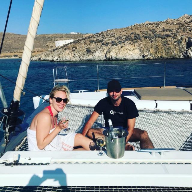 Mykonos: Full-Day Catamaran Cruise with Fresh Lunch - Remote Water Near Delos and Rhenia