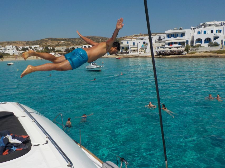 Naxos: Catamaran Cruise with Swim Stops, Food, and Drinks - Swimming and snorkeling in quiet coves