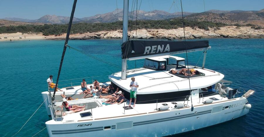 Naxos: Catamaran Cruise with Swim Stops, Food, and Drinks - The crew makes the day work