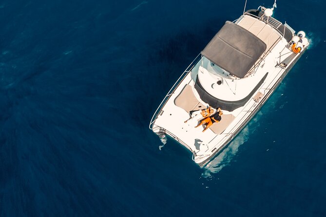 Private Caldera Cruise with Power Catamaran ENJOY incl. Meal & Drinks - Santorini Volcano and the hot springs