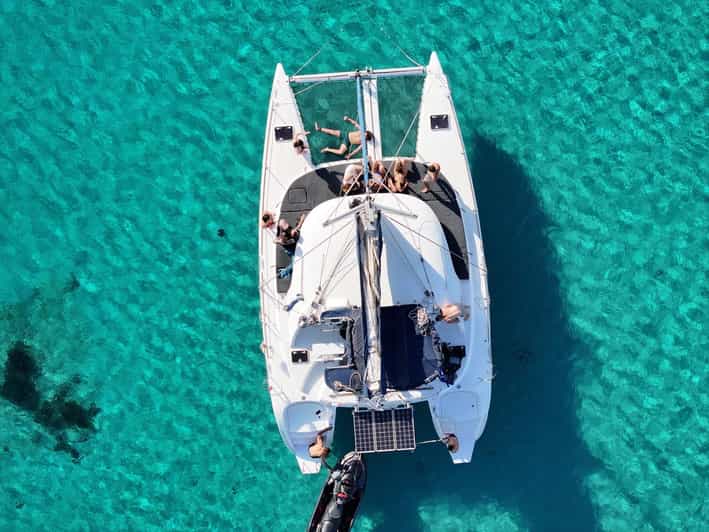 Private Catamaran Cruise Mykonos Delos with Meals & SUP - Delos from the catamaran, not on foot