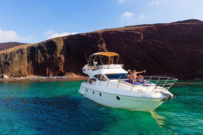 Private Motor Yacht Cruise with BBQ, Open Bar & Transfers - Red Beach and the Akrotiri coast