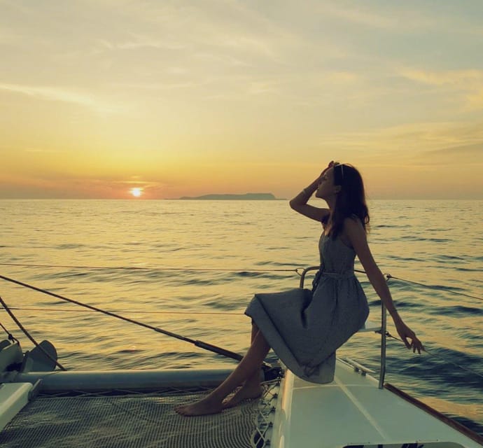 Rethymno: Sunset Catamaran Cruise - Sushi & Open Bar - Swimming, snorkeling, and SUP near Geropotamos Beach