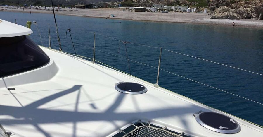 Rhodes: Sailing Catamaran Day Cruise with food and drinks - Anthony Quinn Bay and the first swim