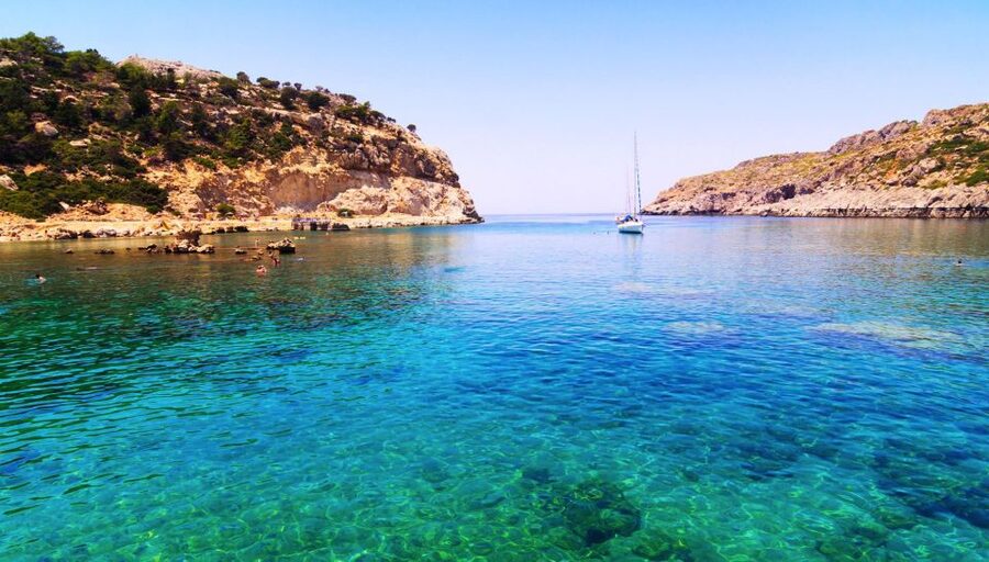 Rhodes: Sailing Yacht Cruise with Food & Drinks (SmallGroup) - Anthony Quinn Bay: the main swimming stop