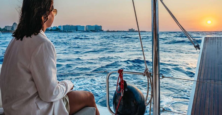 Rhodes: Sunset Catamaran Cruise with Dinner Buffet & Drinks - A Greek buffet with generous drinks