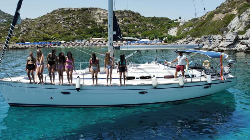 Rhodes: Sunset Catamaran Cruise with Snack, Fruits & Drinks - One hour at Kallithea Springs Bay