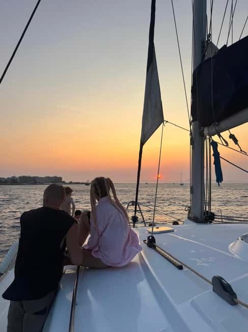 Rhodes: Sunset Catamaran Cruise with Snack, Fruits & Drinks - Leaving Mandraki Harbour at 5:00 PM