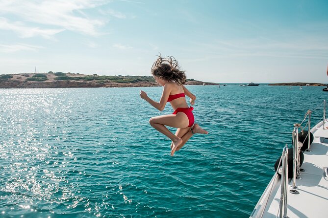 Sail the Athenian Coastline on a Catamaran with Meal & Wine - Hydroussa Island, the first swim stop