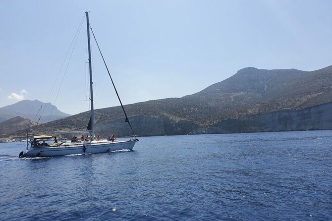Sailing Boat Small Group Kleftiko and Sikia Cave West of Milos - Kalogries Beach starts the swimming