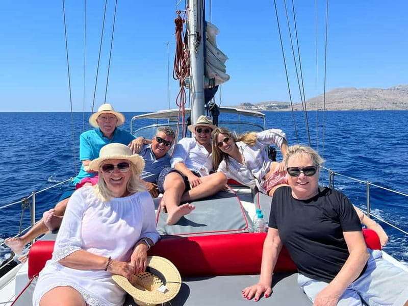 Sailing tour around Lindos with food and drinks - Red Sand Beach and the first swim