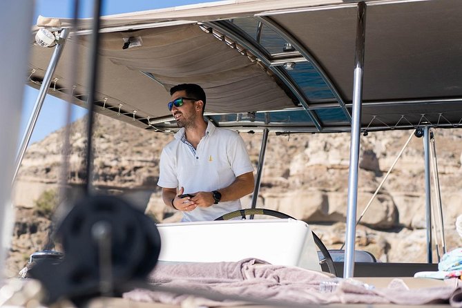 Santorini All-inclusive Catamaran Cruise with Thirassia Stop - The hot springs near Nea Kameni