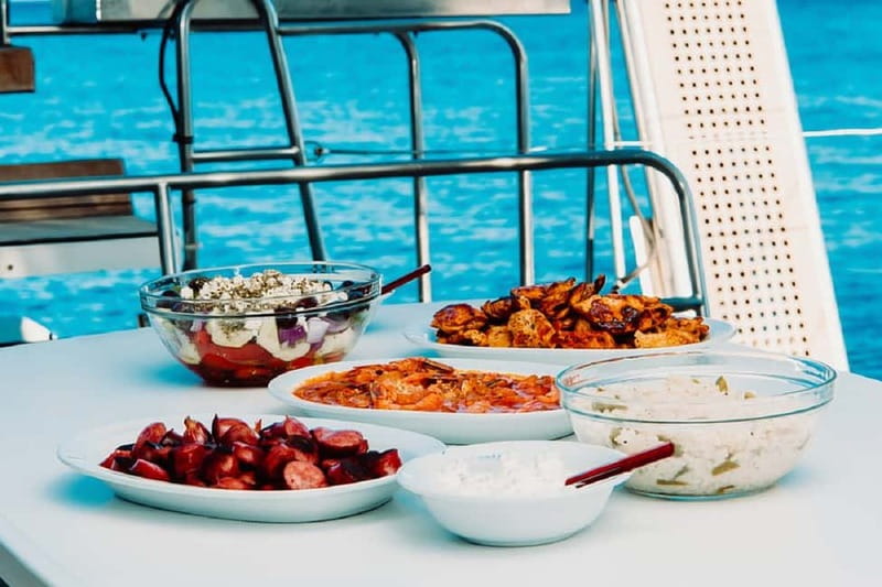 Santorini: All-Inclusive Private Catamaran Experience - Red Beach and White Beach from sea level