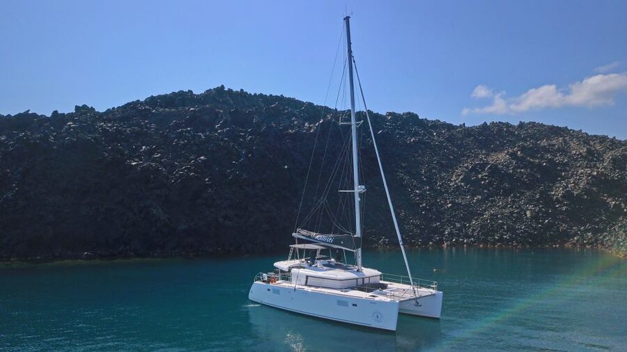 Santorini: Caldera Luxury Catamaran Cruise w/ Meal & Drinks - Sunset sailing or a relaxed morning return