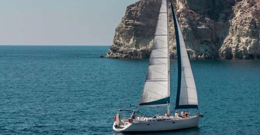 Santorini Caldera: Morning Sailing Cruise with Meal - Red Beach and White Beach from the water