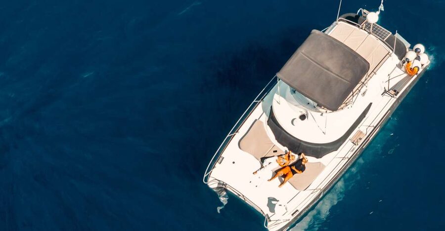 Santorini: Caldera Private Power Catamaran Cruise - The volcano and hot springs