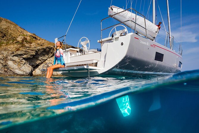 Santorini: Caldera Private Sailing Boat Cruise with Beneteau Oceanis 46.1 - Nea Kameni hot springs and the volcano