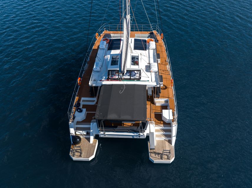 Santorini: Catamaran Caldera Cruise with Meal and Drinks - Red Beach and White Beach from the sea
