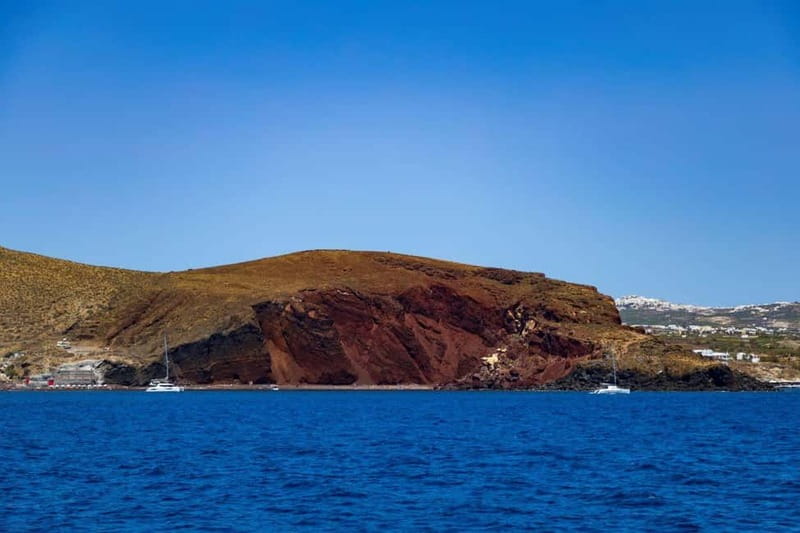 Santorini: Catamaran Cruise with Fresh Meal & Open Bar - Red Beach and White Beach from the sea