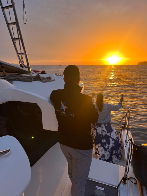 Santorini Catamaran Cruise with Swimming, Meal and Open Bar - The quick take